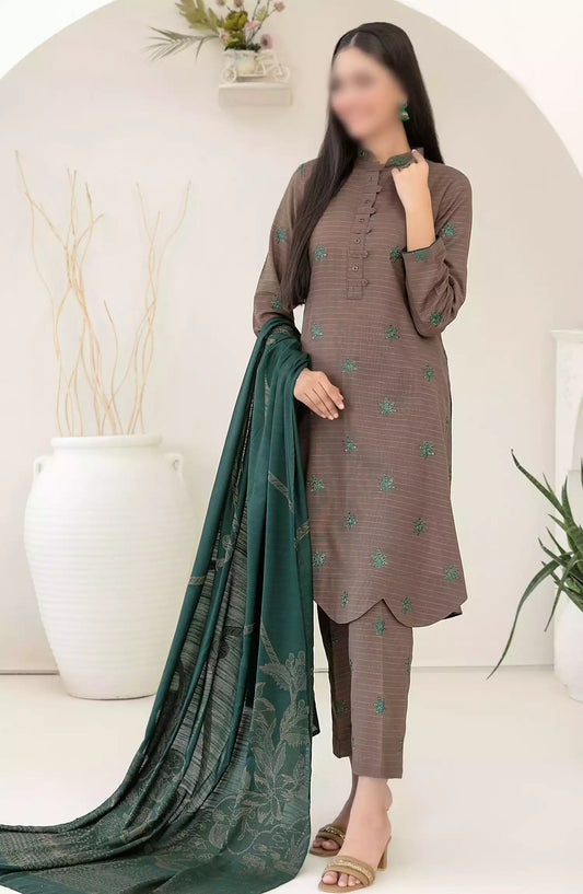 MEGARA - Fancy Stitched Embroidered Zari Khaddar Collection 2024 - D-3865