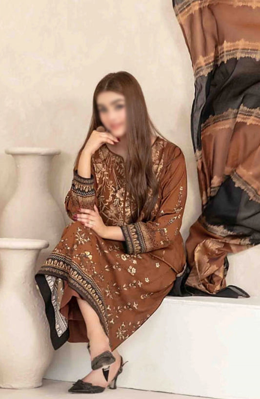 Zumena - Digital Staple with Banarsi Dupatta Collection - D 3893