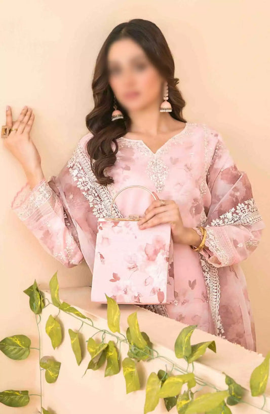 Nurcan - Fancy Embroidered Organza with HandBag Collection 2024 - D-3921