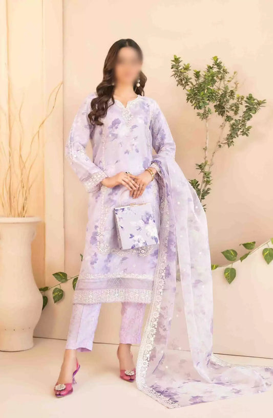 Nurcan - Fancy Embroidered Organza with HandBag Collection 2024 - D-3922