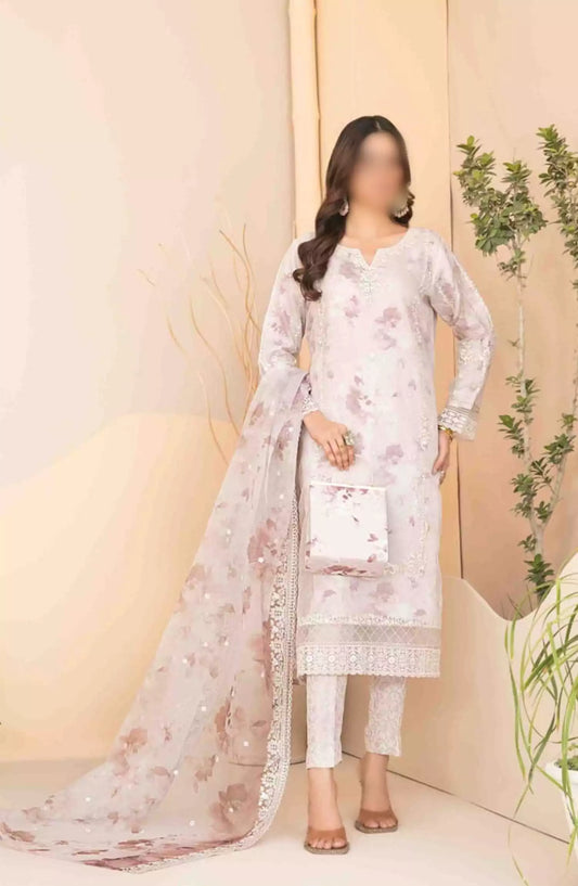 Nurcan - Fancy Embroidered Organza with HandBag Collection 2024 - D-3924