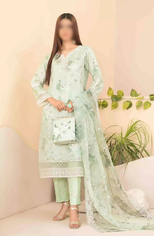 Nurcan - Fancy Embroidered Organza with HandBag Collection 2024 - D-3925