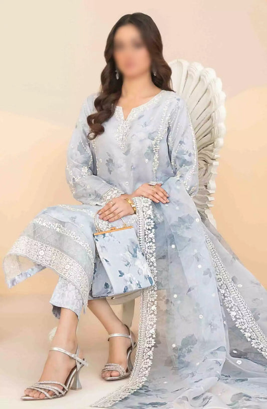 Nurcan - Fancy Embroidered Organza with HandBag Collection 2024 - D-3926