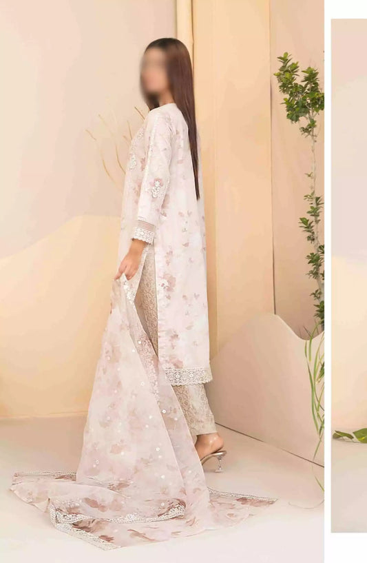 Nurcan - Fancy Embroidered Organza with HandBag Collection 2024 - D-3927