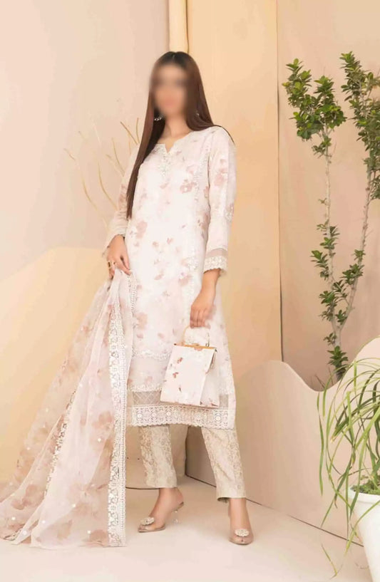 Nurcan - Fancy Embroidered Organza with HandBag Collection 2024 - D-3927