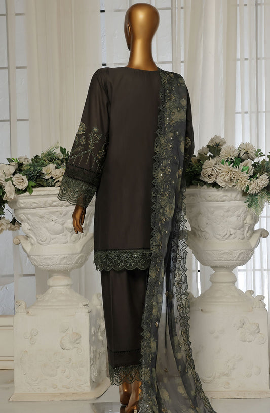 Sadabahar Embroidered Lawn Stitched 3 Piece Suit - D-3 - SDB25LESV4 - Grey - Spring Collection
