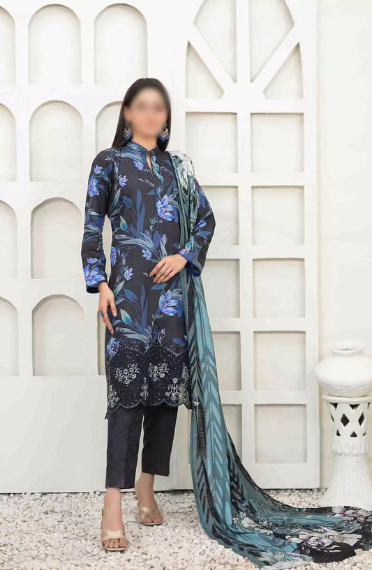 Harika - Embroidered Digital Viscose Jacquard Collection - D 4051