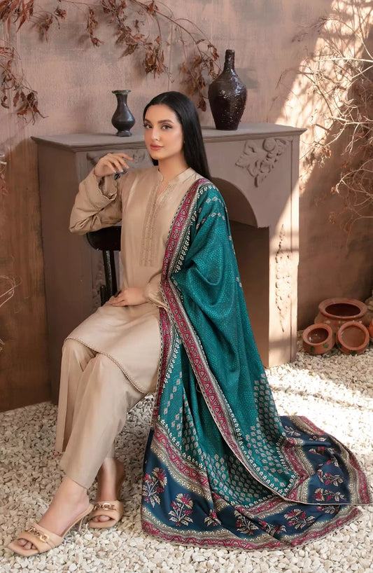 Iesha Stitched Solid Staple with Digital Shawl Collection 2024 - TK-D-4065