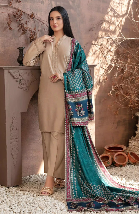 Iesha Stitched Solid Staple with Digital Shawl Collection 2024 - TK-D-4065