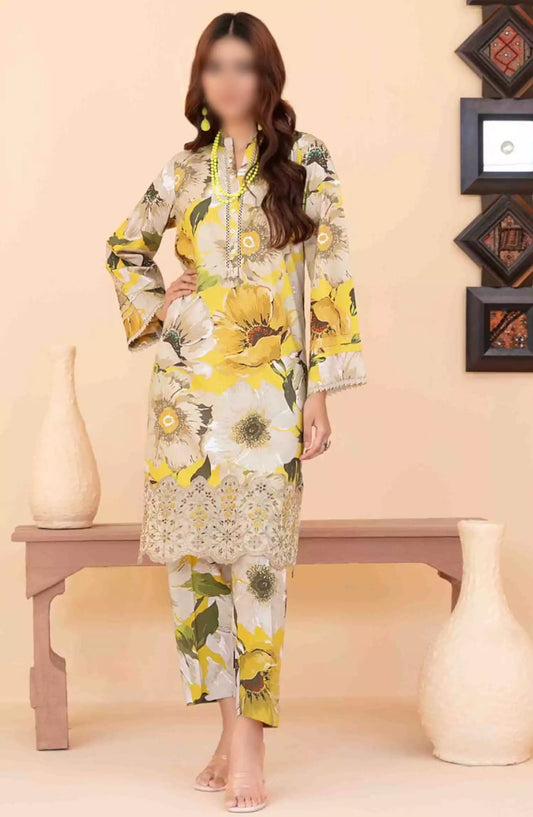 Gulseren - Stitched Embroidered Digital Printed 2pcs Collection - D-4079