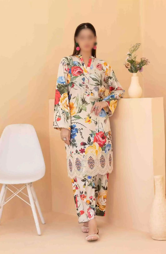 Gulseren - Stitched Embroidered Digital Printed 2pcs Collection - D-4084