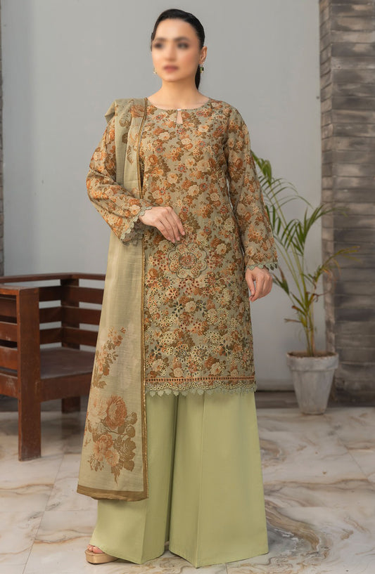 Parisa by Al Karim Embroidered Lawn Unstitched 3 Piece Suit - D-4 - ALK25PELV2 - Green - Summer Collection