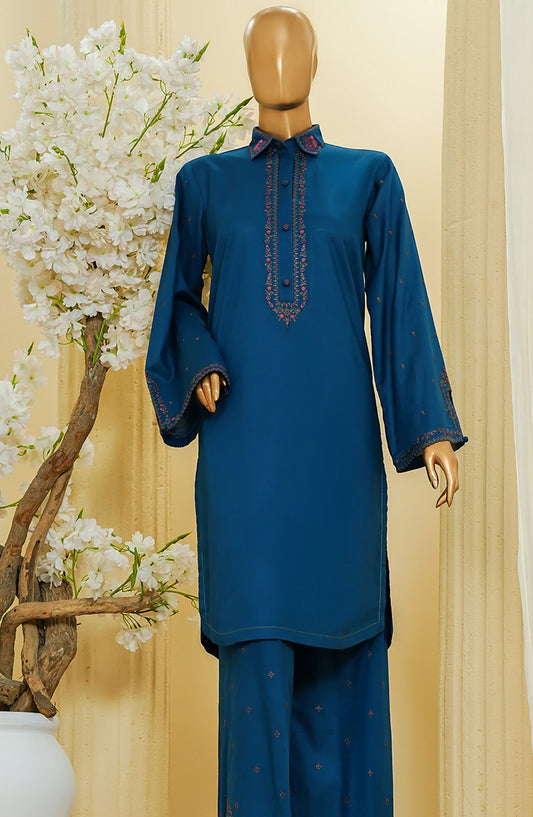 HZ Textile Embroidered Cotton Stitched 2 Piece Suit - D-4 - HZ25TNF - Blue - Festive Collection