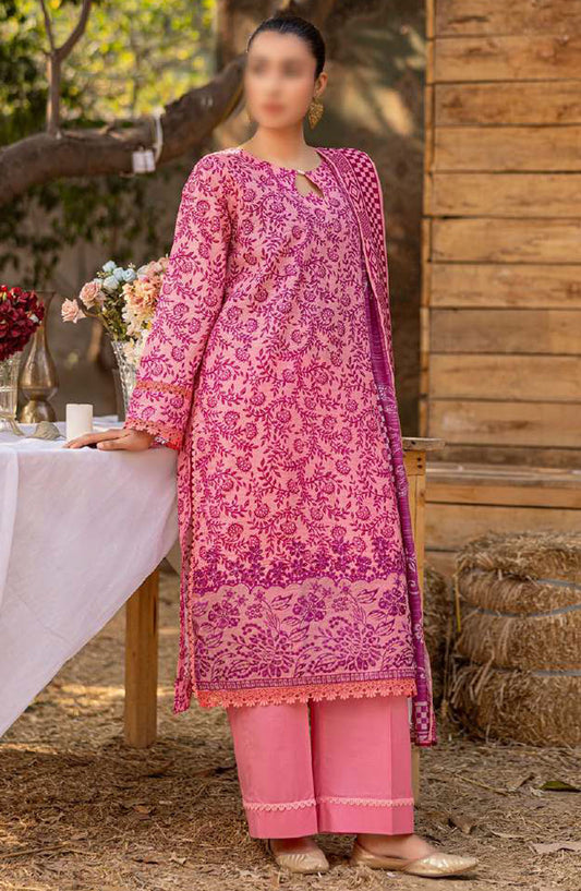 Bloom by Al Karim Embroidered Lawn Unstitched 3 Piece Suit - D-8 - ALK25BELV6 - Pink - Summer Collection