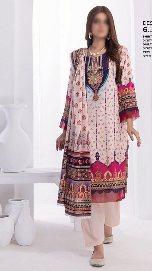 Design 06 ANUM DIGITAL PRINTED LAWN  Collection Vol 02