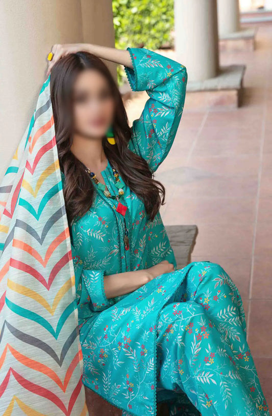 Cora Stitched Digital Printed Swiss 3pcs Collection 2024 - D 2104