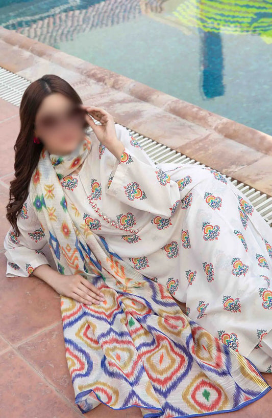 Cora Stitched Digital Printed Swiss 3pcs Collection 2024 - D 2106