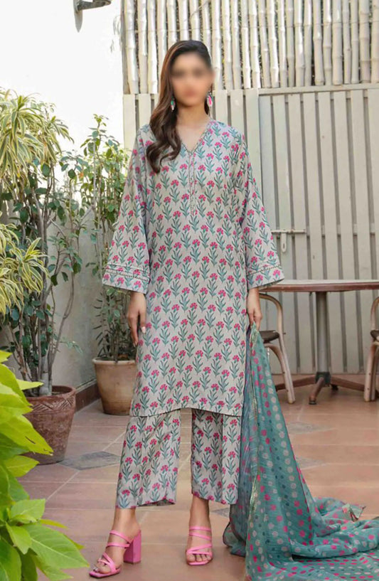 Cora Stitched Digital Printed Swiss 3pcs Collection 2024 - D 2107