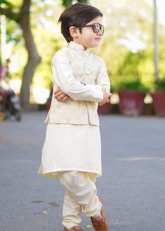 Cream white waistcoat suit EW19