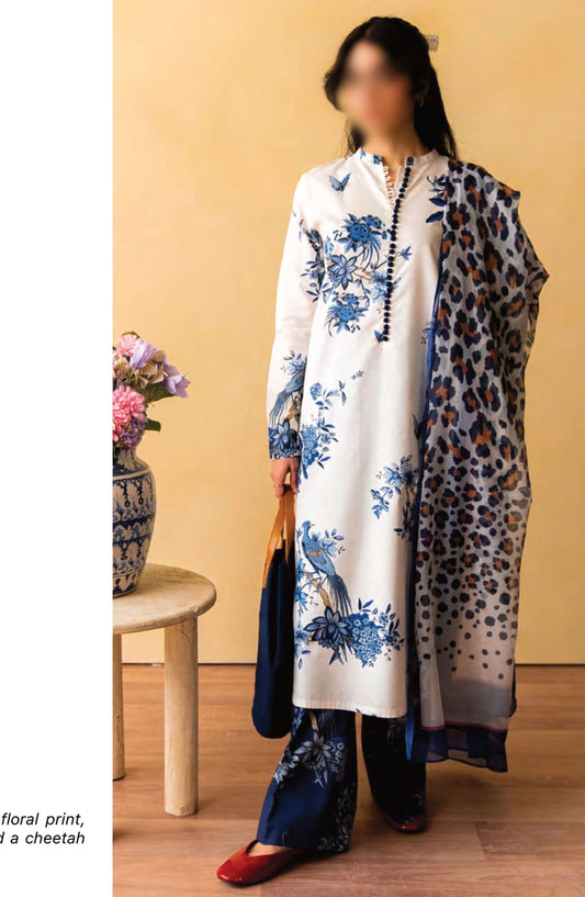 Coco Prints By ZaraShahjahan - D 03 INDIGO