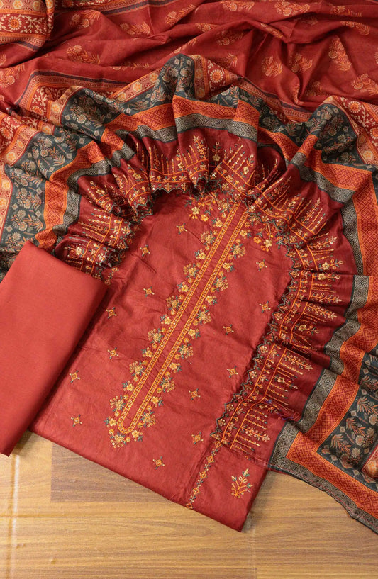 Bin Saeed Unstitch Printed and Embroidered Cambric Cotton Collection - D 003 A