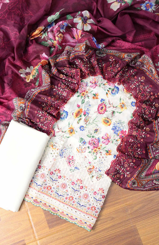 Bin Saeed Unstitch Printed and Embroidered Cambric Cotton Collection - D 003 B