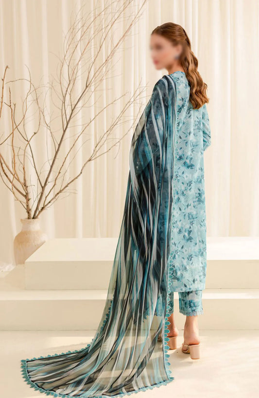 Farasha Printed Essentials Summer Collection 2024 - D 01 Aqua Beryl
