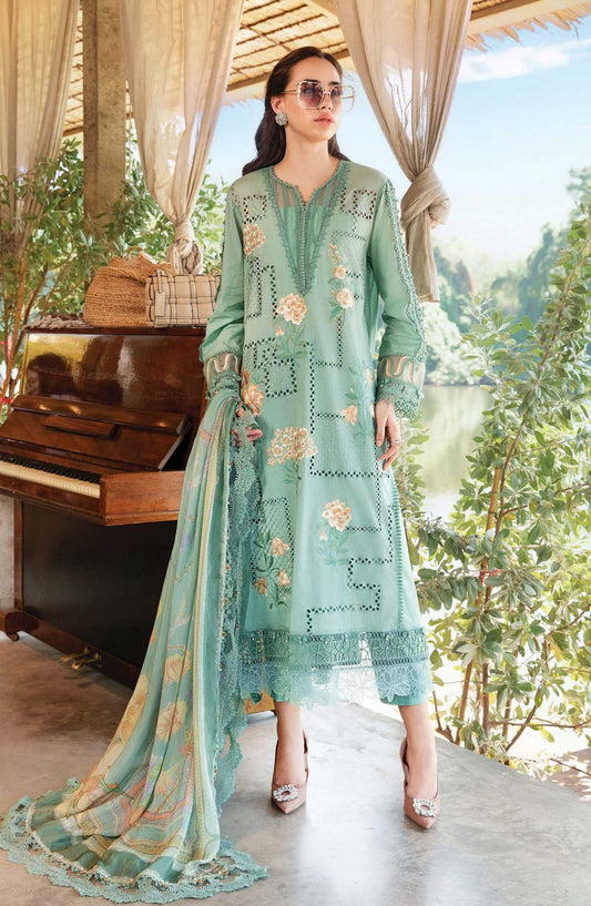 Mprints by Maria B Printed Unstitched 3 Piece Suit - D-01 b - MAB25PSS - Sea Green - Summer Collection