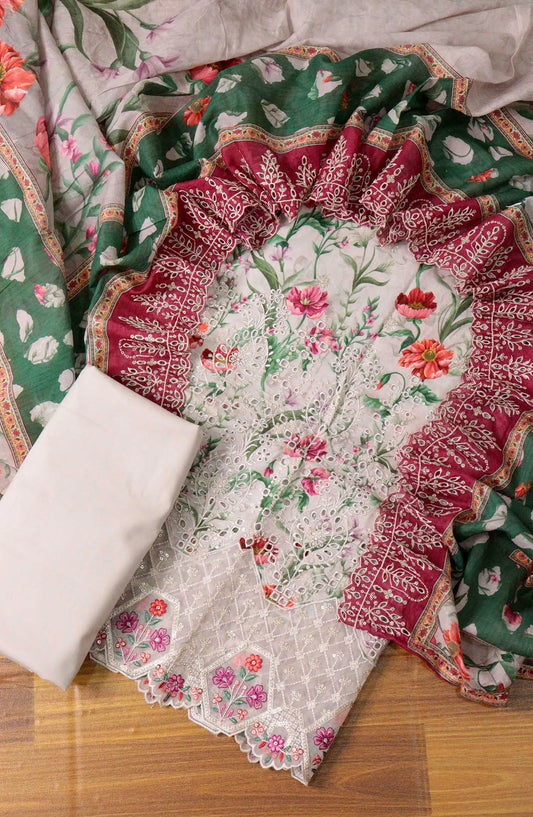 Bin Saeed Unstitch Printed and Embroidered Cambric Cotton Collection - D 025
