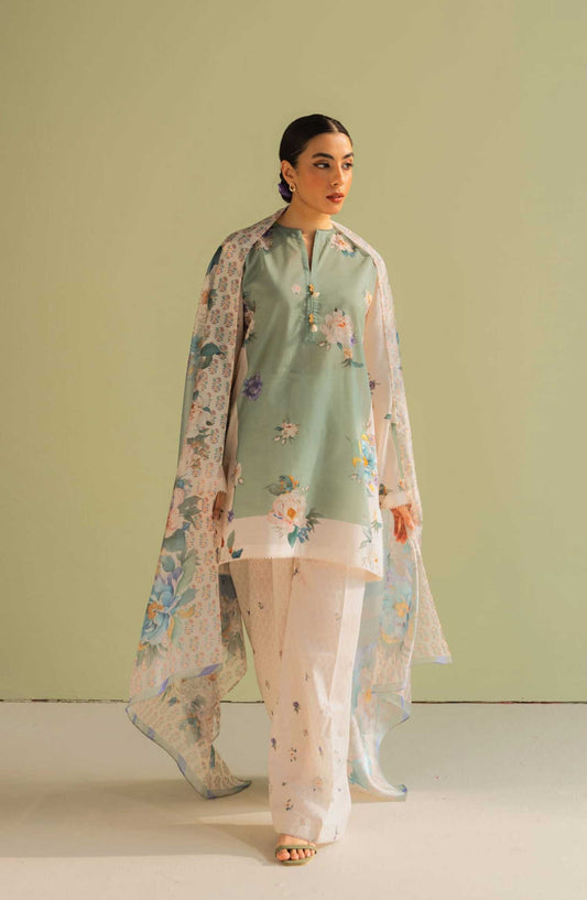 Coco Prints by Zara ShahJahan Printed Lawn Unstitched 3 Piece - D-2 A Sofia - ZS25PL - Pista Green - Summer Collection