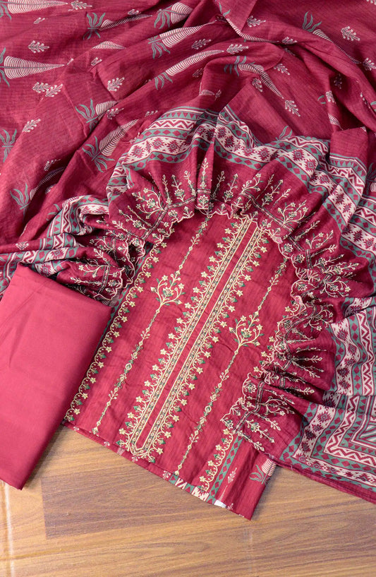 Bin Saeed Unstitch Printed and Embroidered Cambric Cotton Collection - D 038