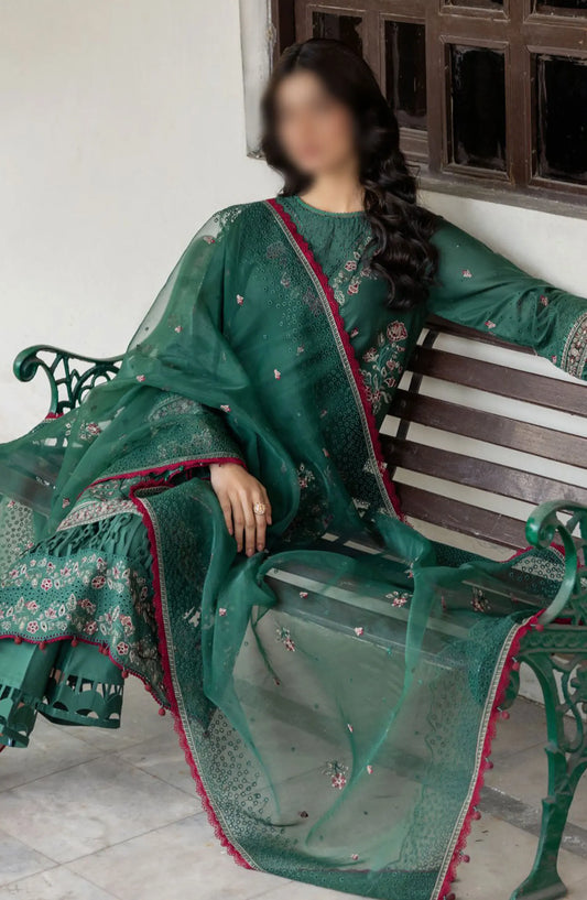 Farasha Bahaar Embroidered Lawn Collection - D 04 Azure Grace