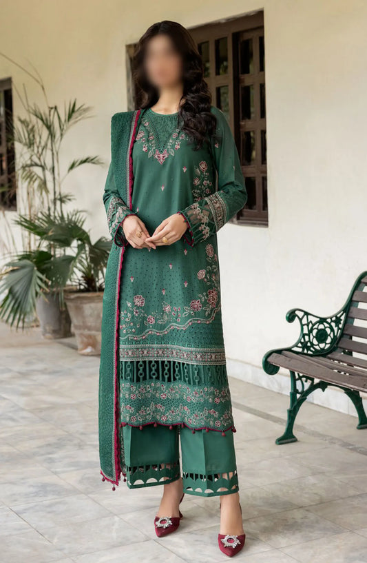 Farasha Bahaar Embroidered Lawn Collection - D 04 Azure Grace
