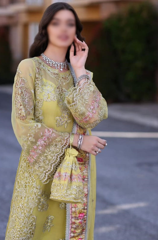 Noor Chiffon Handwork Schiffli Laserkari 2023 - D 04 Minali