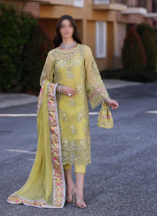 Noor Chiffon Handwork Schiffli Laserkari 2023 - D 04 Minali