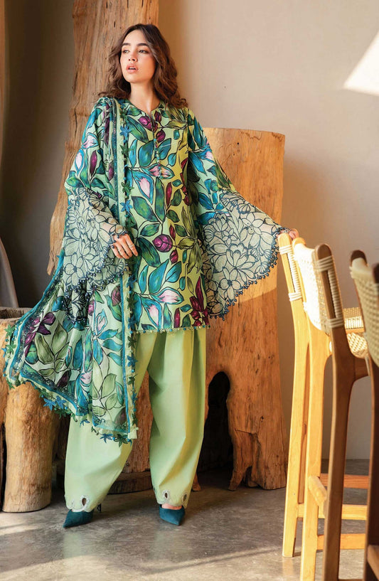 Mprints by Maria B Printed Unstitched 3 Piece Suit - D-05 B - MAB25PSS - Green - Summer Collection