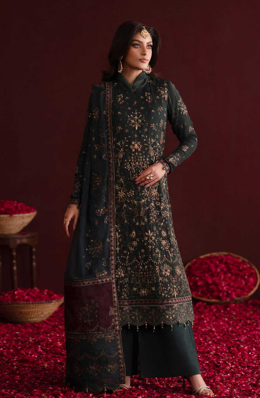 Nooresha by Emaan Adeel Embroidered Chiffon Unstitched 3 Piece Suit - D-05 Kavya - EA25NF - Black - Formal Collection