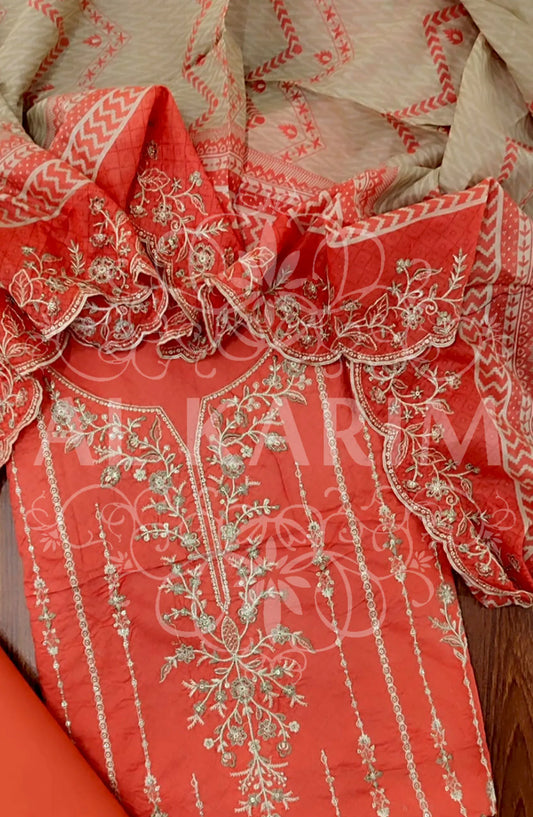 Bin Saeed Unstitched Embroidered Lawn Collection 2024 - D 06