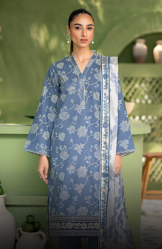 Seran Embroidered Lawn Unstitched 3 Piece - D-08 Aegean - SE25AL - Summer Collection