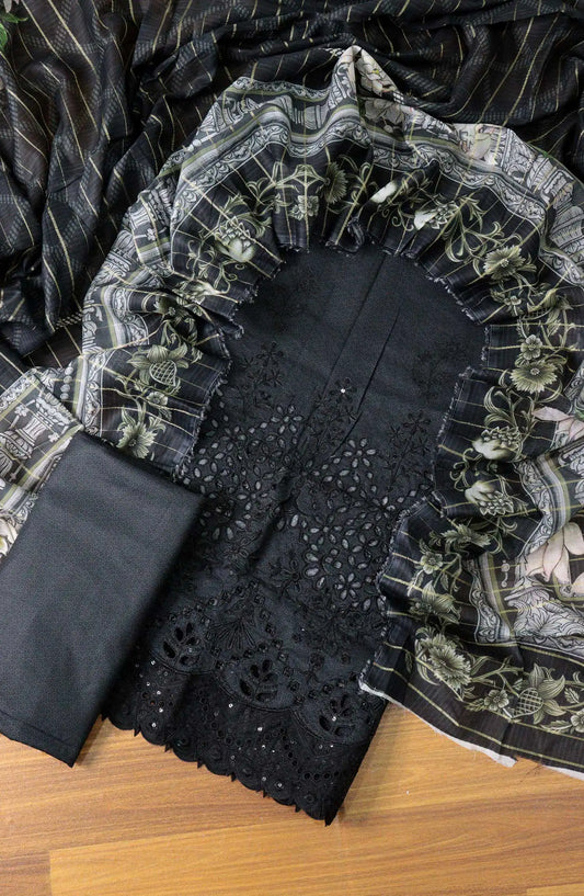 Bin Saeed Unstitch Printed and Embroidered Cambric Cotton Collection - D 096 A