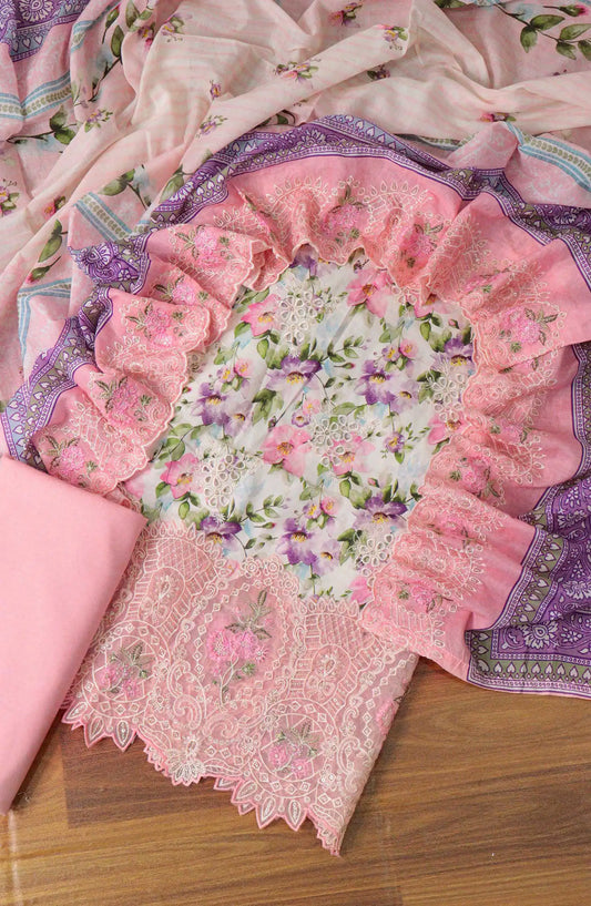 Bin Saeed Unstitch Printed and Embroidered Cambric Cotton Collection - D 096 B