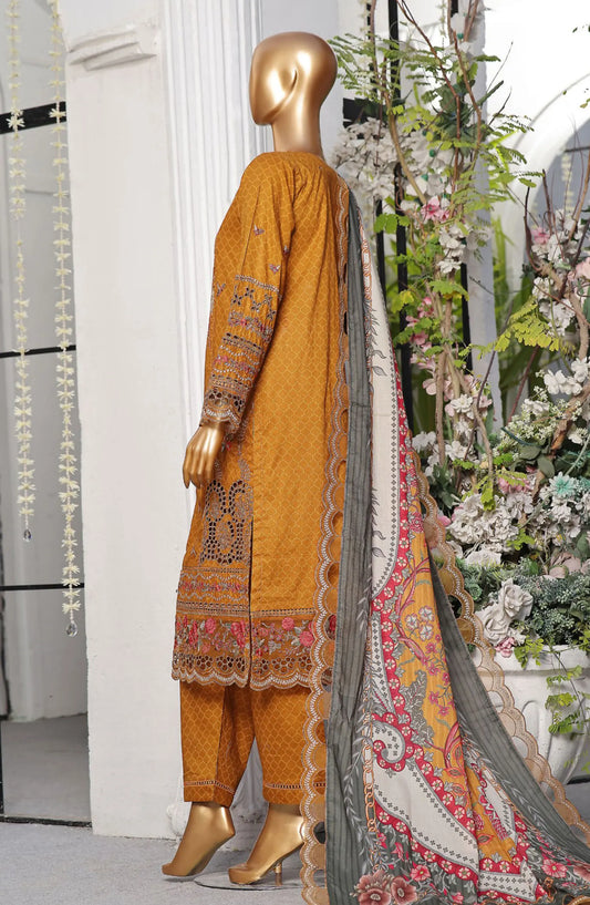 Sadabahar Premium Embroidered Printed Lawn Collection 2024 - D 1034 MUSTARD
