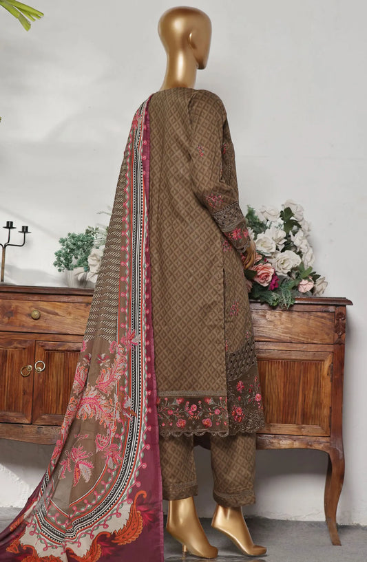 Sadabahar Premium Embroidered Printed Lawn Collection 2024 - D 1249 BROWN