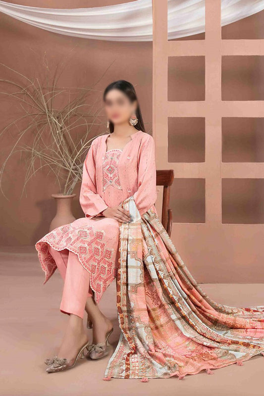 Nasmeh - Embroidered Fancy Leather Peach Collection - D 1331