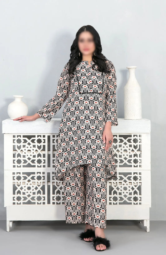 Perkha - Stitched Digital Printed Swiss 2pcs Collection 2024 - D 1489