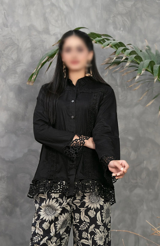 Sian - Lace Embroidered Jacquard Lawn Shirt Collection - D 1860