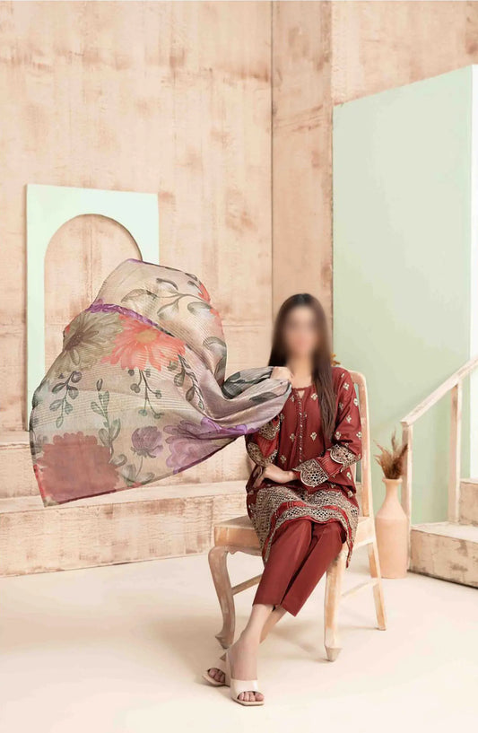 Ria - Stitched Schiffli Lawn Collection 2024 - D 1876