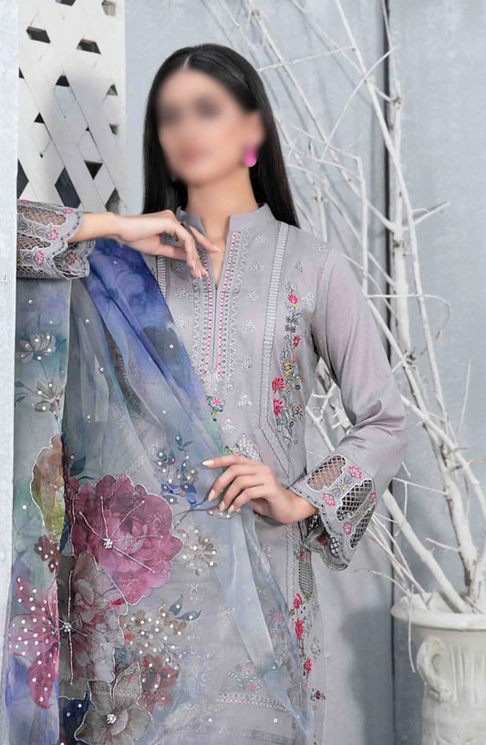 Mazal - Embroidered Slub Lawn with Fancy Dupatta Collection - D 2910