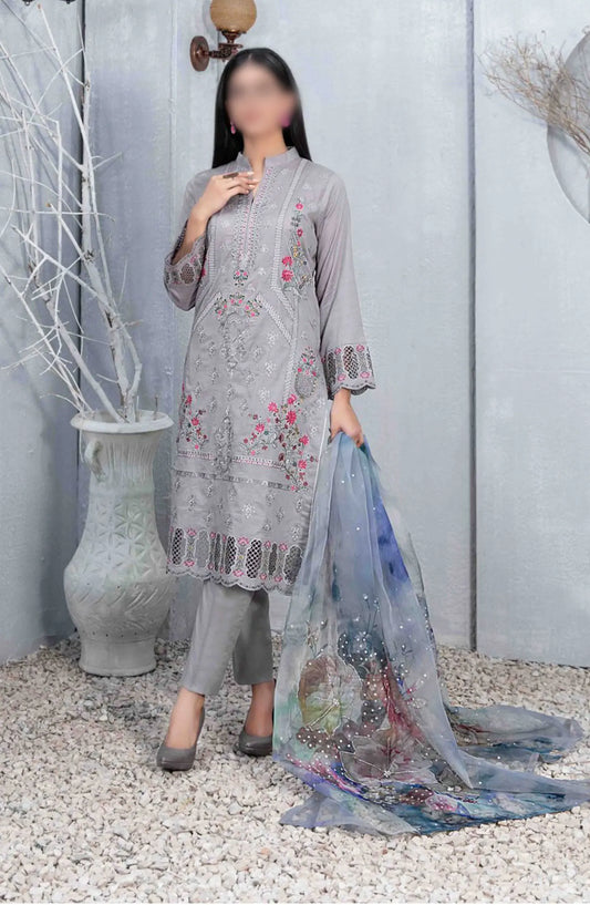 Mazal - Embroidered Slub Lawn with Fancy Dupatta Collection - D 2910