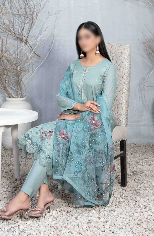 Mazal - Embroidered Slub Lawn with Fancy Dupatta Collection - D 2912